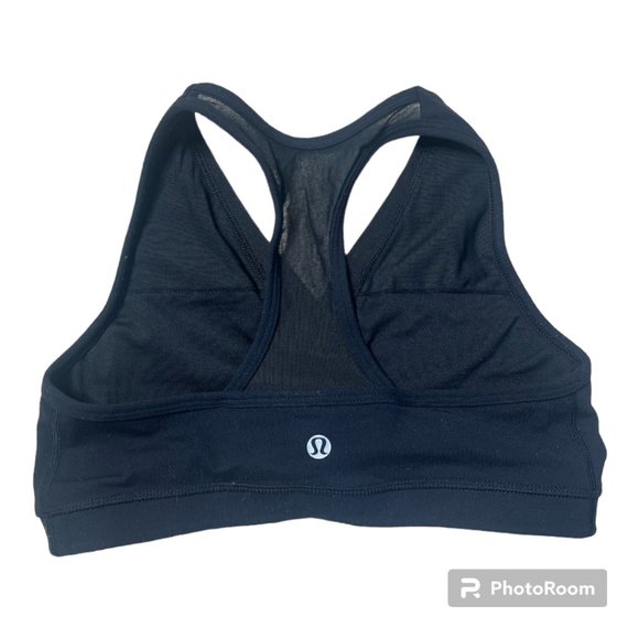 EUC Lululemon black cross front sports bra, with mesh detail Size 6 - Picture 1 of 5